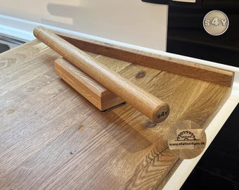Oak wood rolling pin for pastry board, turned pasta roller with custom text or holder *722 -*741