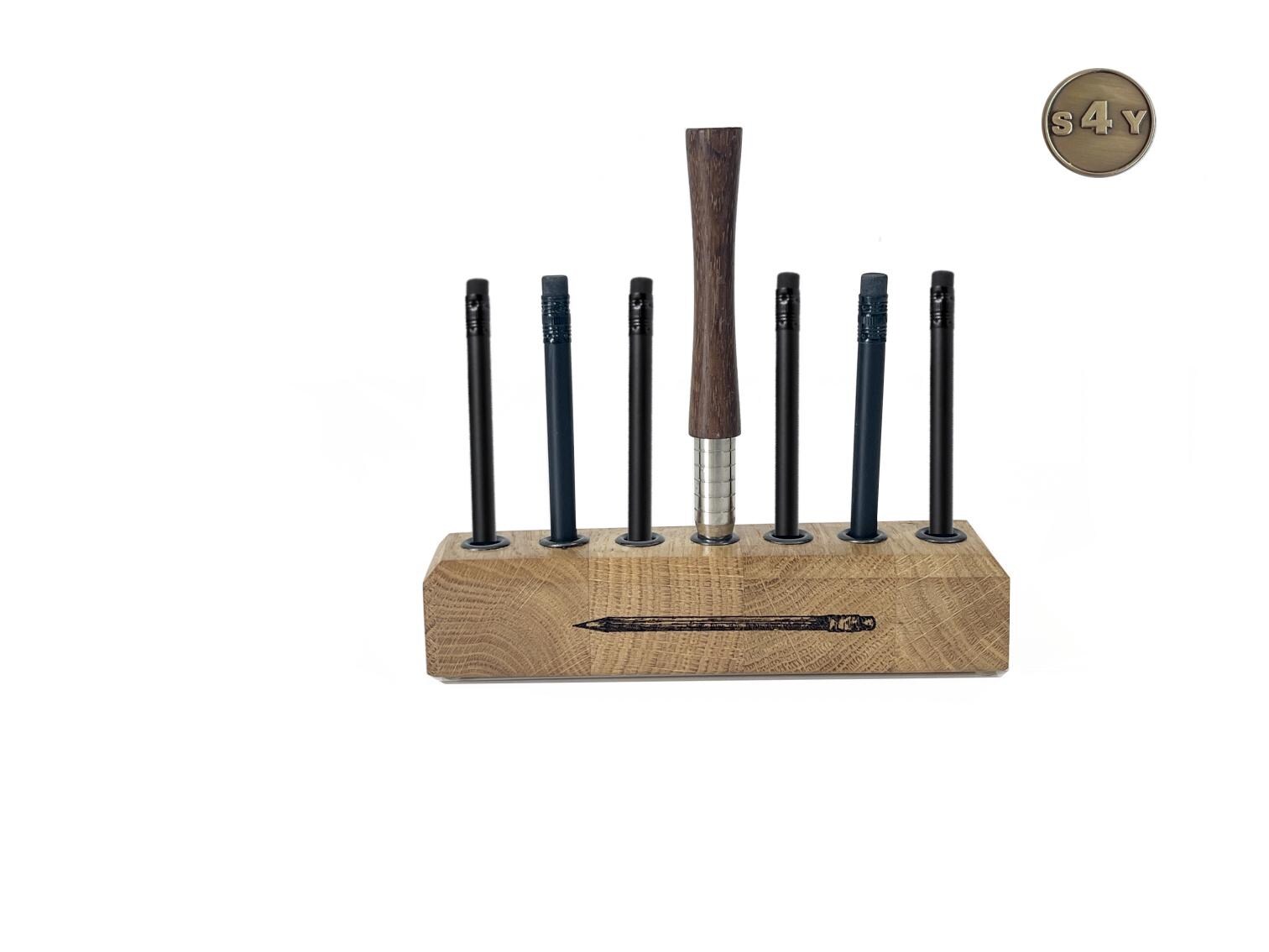 Pen holder, pen stand S-7 made of oak-rustic handmade wooden pen holder organizer pencil stand display pencil 6836-6836a-6836b