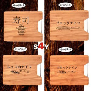 Bamboo cutting board with metal handle with Japanese design. The perfect gift for the chef chef boyfriend girlfriend sister dad mom image 9