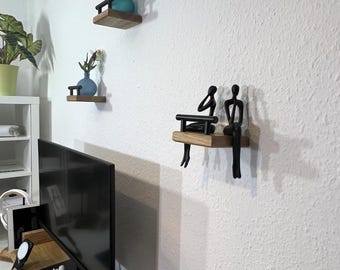 Mensola in rovere selvatico, piccola mensola da parete galleggiante in legno massello di rovere rustico, porta piante da parete, mensola in rovere, mensola da parete in rovere 6842, 6843