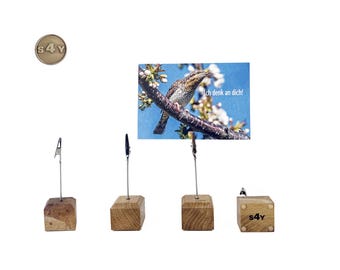 Memo Clip Rustic Oak Holder Stand Photo Holder Place Card Holder Memo Holder Note Clip Small Card Holder Note Clip *6841