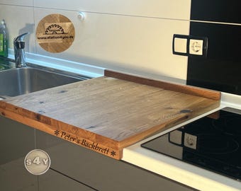 Handcrafted baking board, pastry board, work board, rustic oak, 2.6 cm thick, usable on both sides, suitable for ceramic hobs + personalization *696 - *707