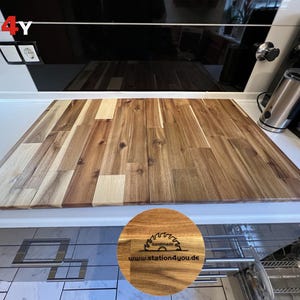 Couvercle de plaque de cuisson en deux parties en acacia, couvercle de plaque de cuisson en céramique diverses dimensions, fait main, personnalisation nom ou texte !