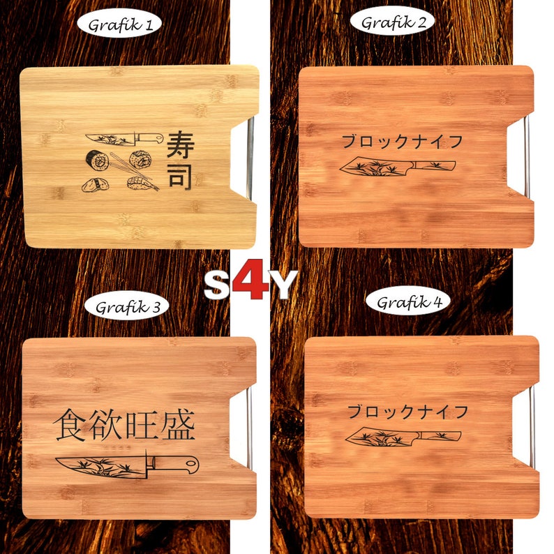 Bamboe snijplank met metalen handvat met Japans design. Het perfecte cadeau voor de chef-kok, vriend, vriendin, zus, vader, moeder afbeelding 8