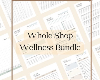 May include: A collection of digital wellness planner pages featuring a Thought Record, Spoon Tracker, and Food Sensitivity log. The sheets include sections for daily tasks, symptom tracking, and mood monitoring with a clean, organized layout.