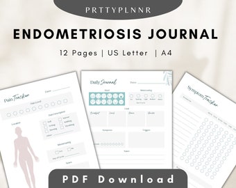 Endometriosis Journal Printable Digital, Endometriosis Diary, Endometriosis Symptom Tracker, PDF Download