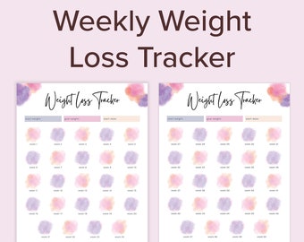 Printable Weight Loss Tracker, Weekly Weight Loss Chart, Weekly Weigh In, Fitness Planner, Losing Weight Goals PDF Download