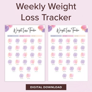 Printable Weight Loss Tracker, Weekly Weight Loss Chart, Weekly Weigh In, Fitness Planner, Losing Weight Goals PDF Download image 1