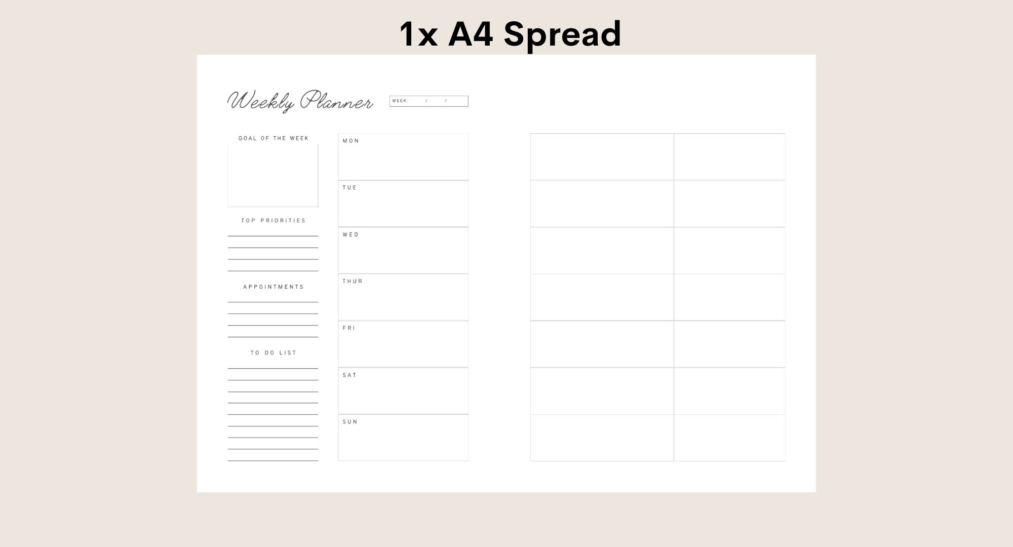 Printable A5 Hobo Weekly Planner Insert PDF Instant Download Hobonichi ...