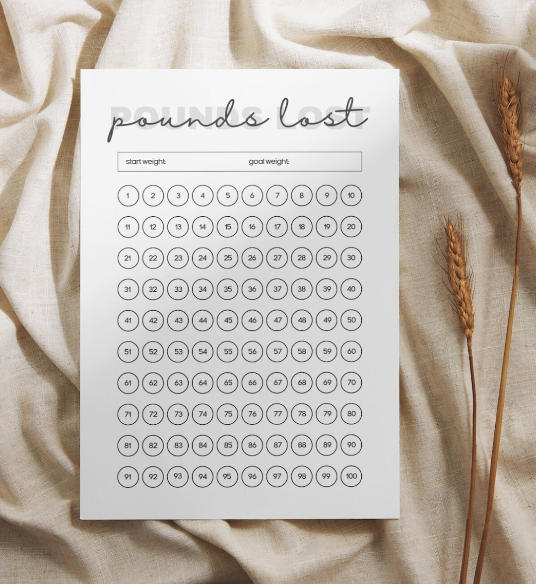 Weight Loss Tracker, 100 Lbs, Printable Journal, 100 Pound Lost ...