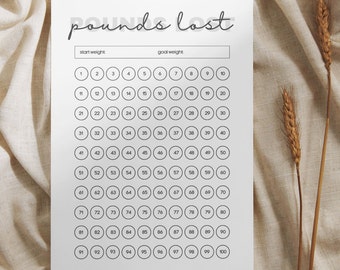 Weight Loss Tracker, 100 lbs, Printable Journal, 100 Pound Lost, Weightloss Goal Chart, Weightloss Calendar, Printable A4, Letter and CHP