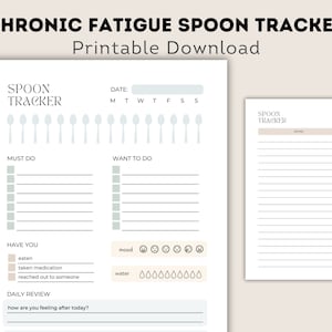 Daily Spoon Tracker, Spoon Theory Journal, Spoonie Diary, Fatigue Journal, Chronic Illness Friendly Journal, Printable PDF, Digital Download