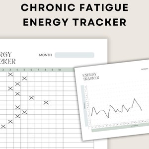 Chronic Fatigue Tracker, Energy Tracker, Energy Levels Graph, Printable PDF, Digital Download image 1