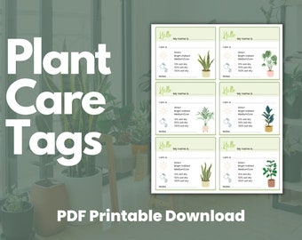 Plant Care Instructions Card, 18 Printable Styles Included, Houseplant Garden Labels, Houseplant care guide, PDF Download