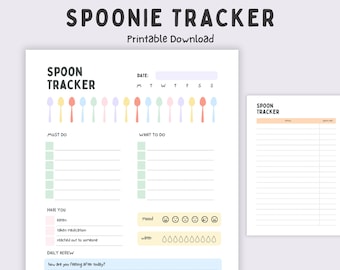 Daily Spoon Tracker, Spoon Theory Journal, Spoonie Diary, Fatigue Journal, Chronic Illness Friendly Journal, Autistic Burnout, Printable PDF