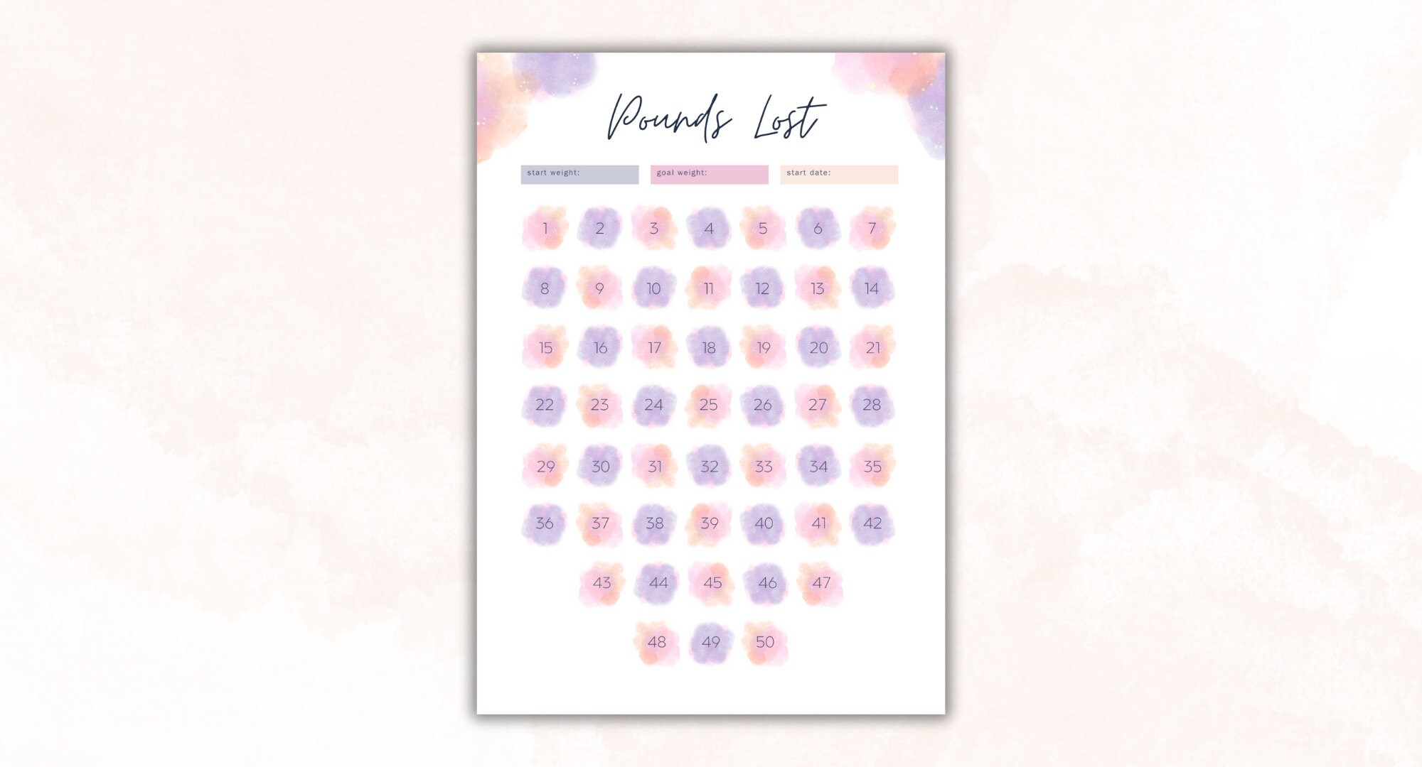 Printable Weight Loss Tracker 50 Lbs 50 Pound Weightloss - Etsy
