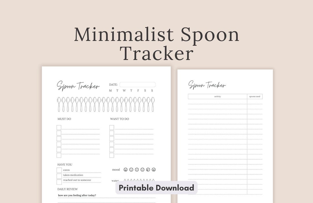 Minimalist Daily Spoon Tracker, Spoon Theory Journal, Spoonie, Fatigue ...