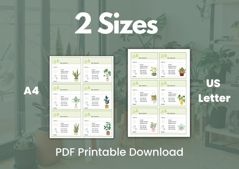 Plant Care Instructions Card, 18 Printable Styles Included, Houseplant Garden Labels, Houseplant