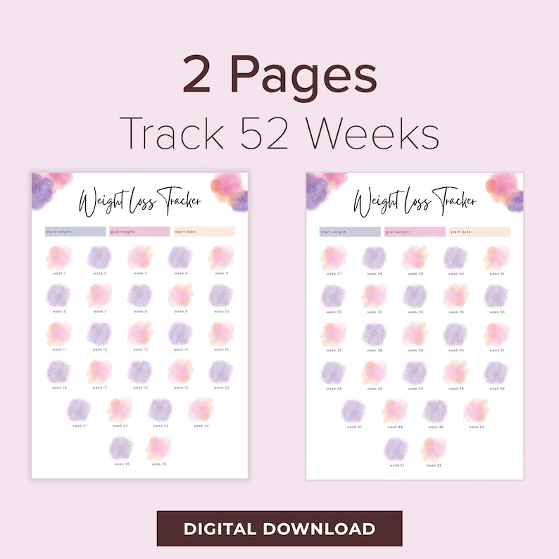 Printable Weight Loss Tracker, Weekly Weight Loss Chart, Weekly Weigh In, Fitness Planner, Losing Weight Goals PDF Download image 3