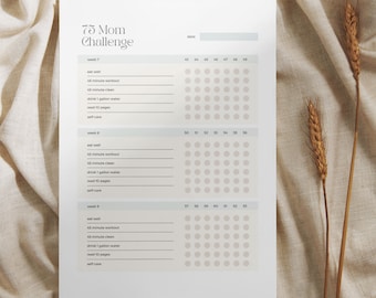 75 Mom Challenger Tracker - Printable PDF - 75 Day Soft Challenge Tracker