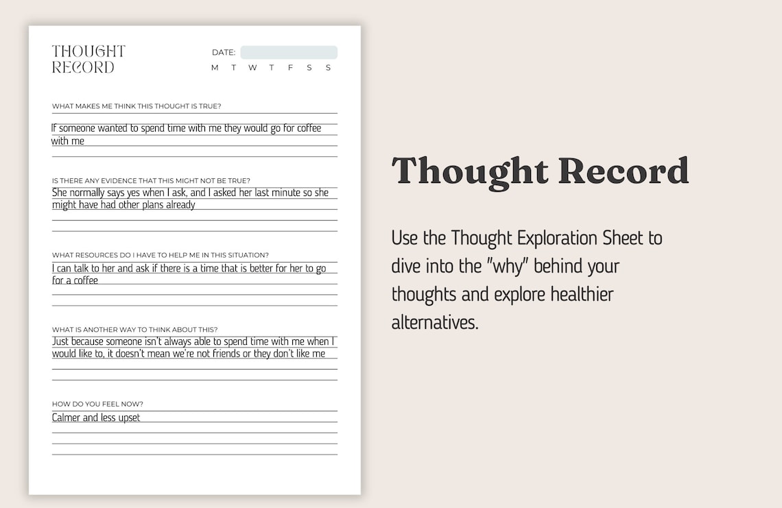 Thought Trap Worksheets, CBT, Cognitive Behavioural Therapy Tool, Challenge Automatic Negative