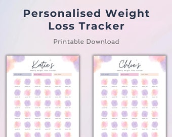 Personalised Weight Loss Tracker Printable, Digital Weekly Weigh In,  Digital PDF Weight Loss Chart, WeightLoss