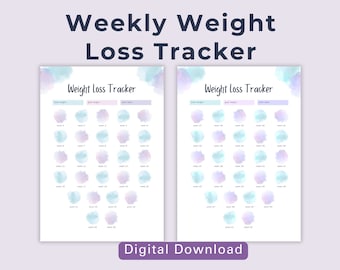 Printable Weight Loss Tracker, Weekly Weight Log, Weekly Weigh In, Diet Tracker. Weight Watchers Slimming World, Instant PDF Download