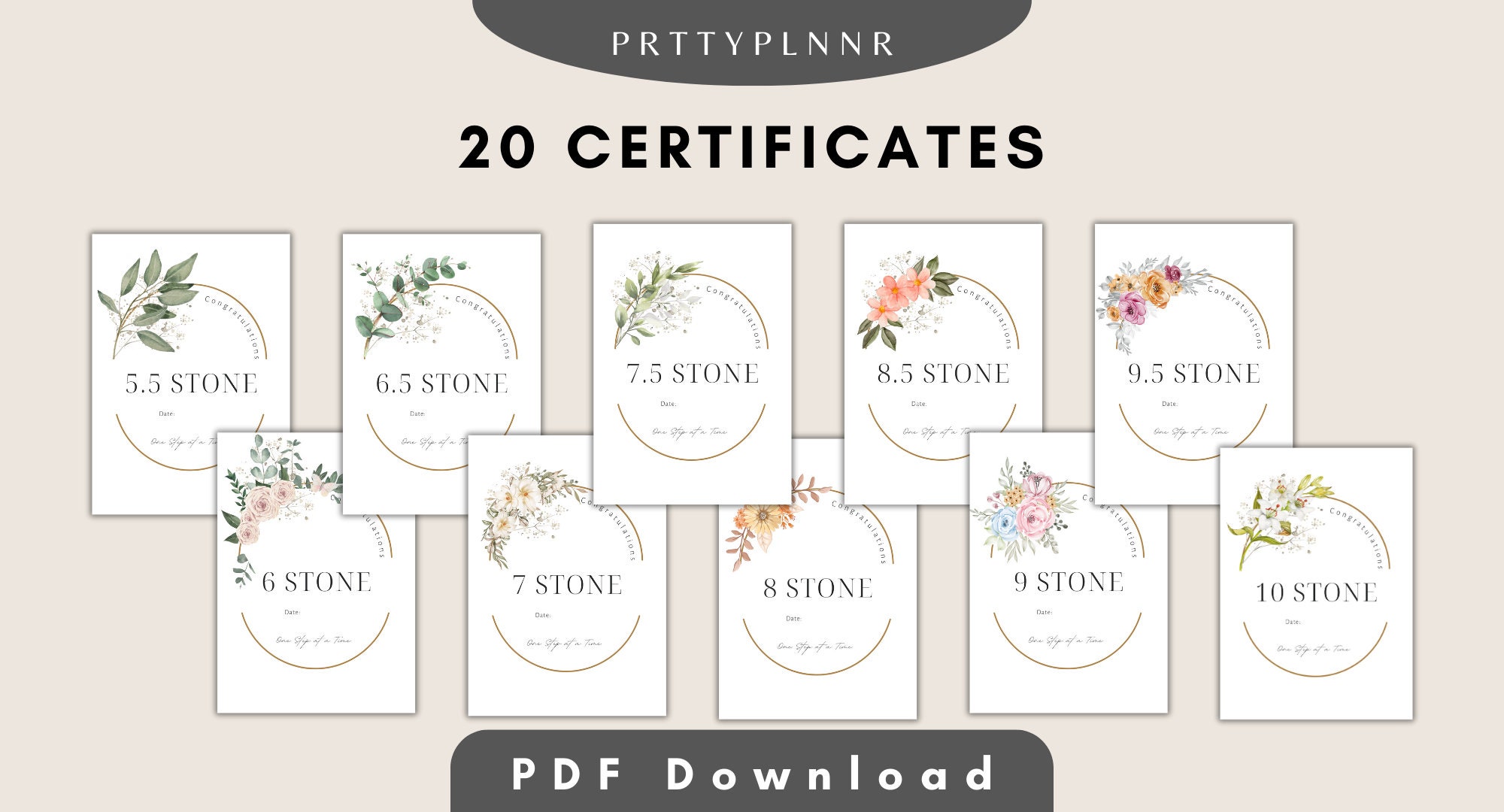 Printable Weight Loss Certificates Digital Download Weightloss ...