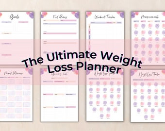 Printable Weight Loss Journal, Ultimate Weight Loss Planner, Meal Planner, Weekly Weigh In, Goals Tracker, PDF Download, US Letter + A4