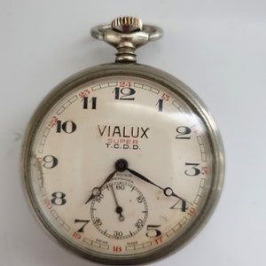 Vintage VIALUX 1960&#39;s Swiss Mechanical Pocket Watch,Manual Wind Up, Collection Watch, Open Face,A Perfect Gift For a Birthday Or Anniversary