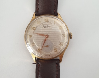 Raro orologio da polso da uomo Festina Swiss Made vintage meccanico a carica manuale, orologio da donna minimalista elegante e lussuoso da collezione