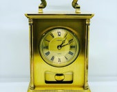 Vintage 1970 39 s Kienzle Brass Quartz Gold Plated Table Clock,Antique German Carriage Clock With Gong Every Hour Collection Clock,German Made