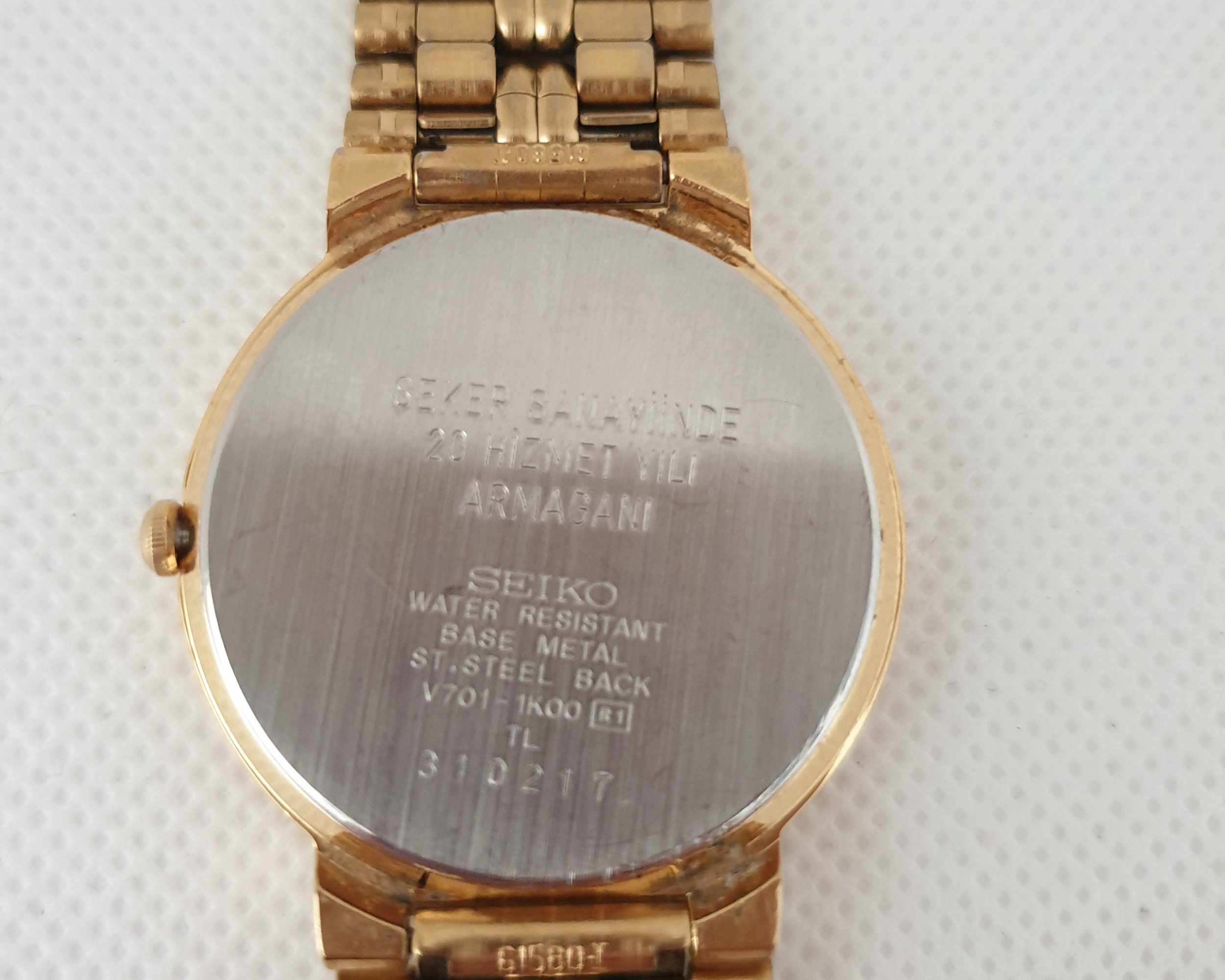 Seiko V701-1K00 SX Gold Tone Steel 33mm Quartz Dress Wrist Watch 