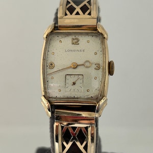 Great Longines Art Deco Hand Winding 10 K Gold Plated WristWatch Unisex, Vintage 1940's  Luxery Collection Watches,Best Gift For Her
