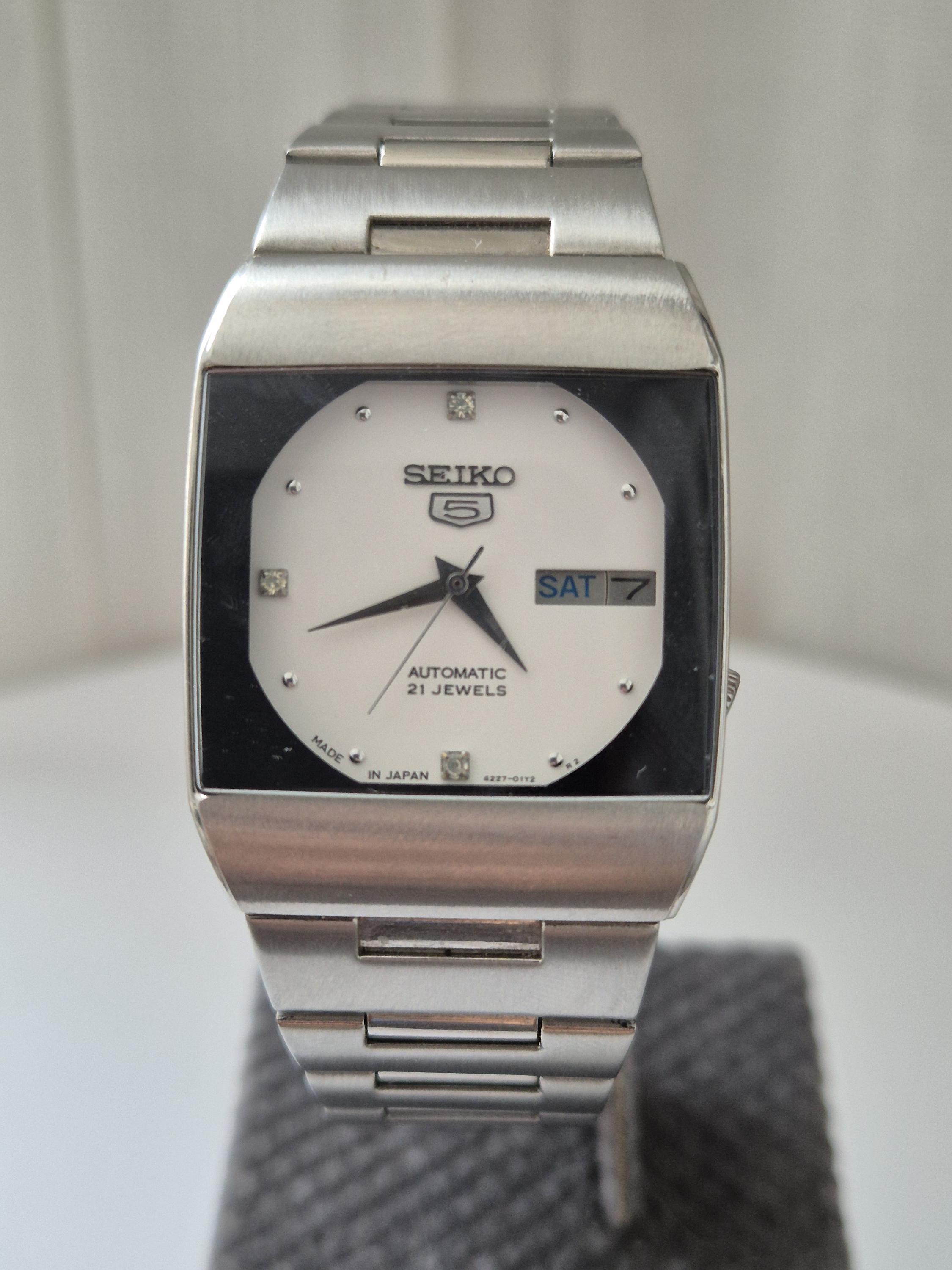Seiko 5 Watch Automatic Tank 4227 00B0 21 Jewels Silver Rare Vintage NOS Condition full Original fathers Day Gift collection Timepieces Etsy UK