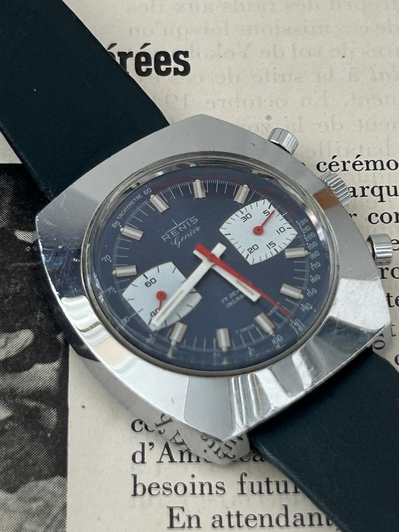 Rare RENIS Geneve Vintage Chronograph, Swiss Racing Watch, Valjoux