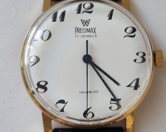 Vintage Precimax Swiss Made Dress Watch, 17 Jewels, 1960s Hand