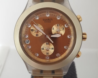 Raro Swatch Irony Diaphane Cronógrafo de pura sangre SVCK4032G