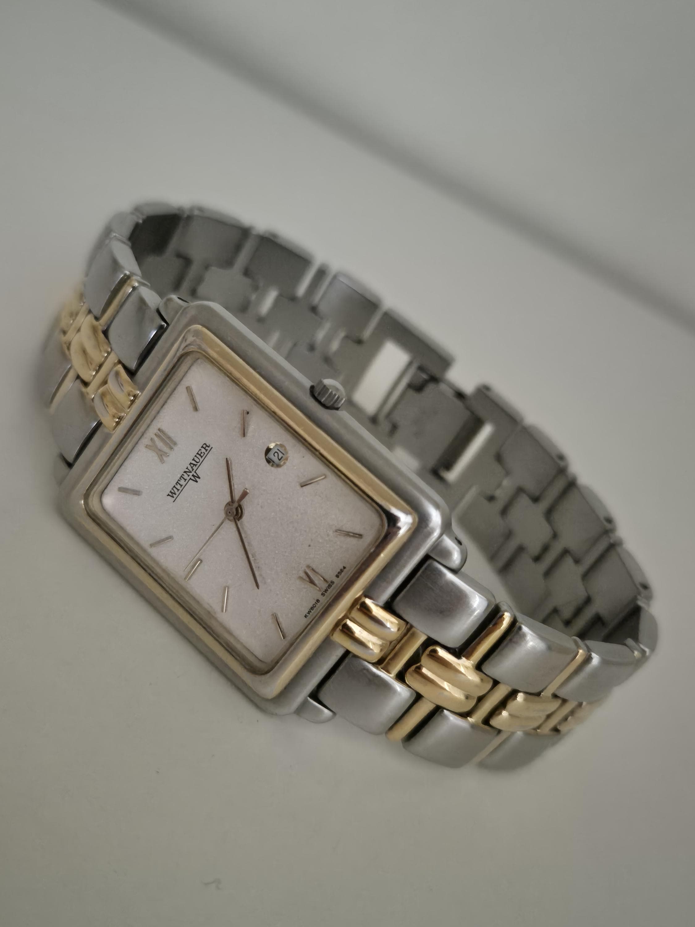 Wittnauer Longines Rare Vintage Watch Two-Tone Case White Dial Leather Strap Longines Wittnauer Ref.5172 14ct c1951 | Vintage Gold Watches main image 3
