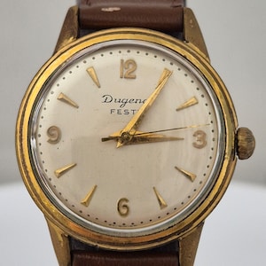 Rare Vintage Dugena Mechanical Hand Winding,Gold Plated Mens Watch ,German Made, Good Condition, Best Gift Idea,Gift For Fathers,Dress Watch