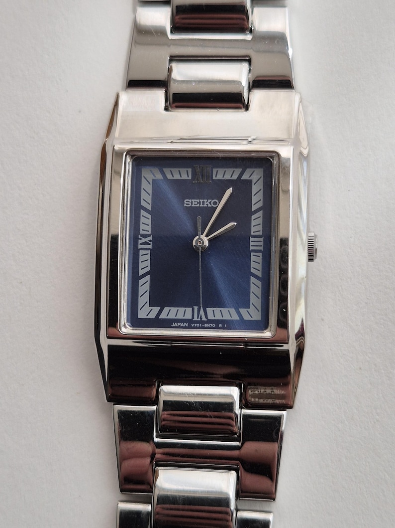 NOS Vintage Seiko Quartz Watch, Rectangular Steel, Minimalist 1990s - Etsy