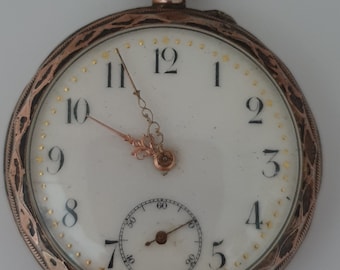 Antique Silver Case Pocket Watch, Gold Plated Swiss Made, 19th Century