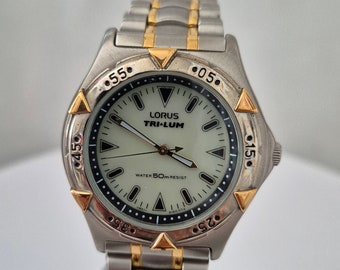 SEIKO LORUS SOLAR POWER 腕時計 10BAR Rare Lorus by Seiko Watch Tri Lum Solar Power ,silver Gold