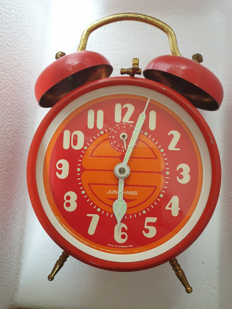 Vintage 1960' S Junghans Mechanical Alarm Table Clock, Antique German