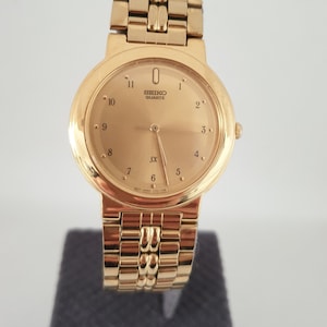 Seiko V701-1K00 SX Gold Tone Steel 33mm Quartz Dress Wrist Watch,Vintage 1980's