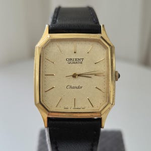 Vintage Orient Chandor Tank Case Reloj chapado en oro de cuarzo