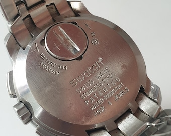 Vintage Swatch Swiss Made Watch YRS400G, Steel Chronograph, 41mm