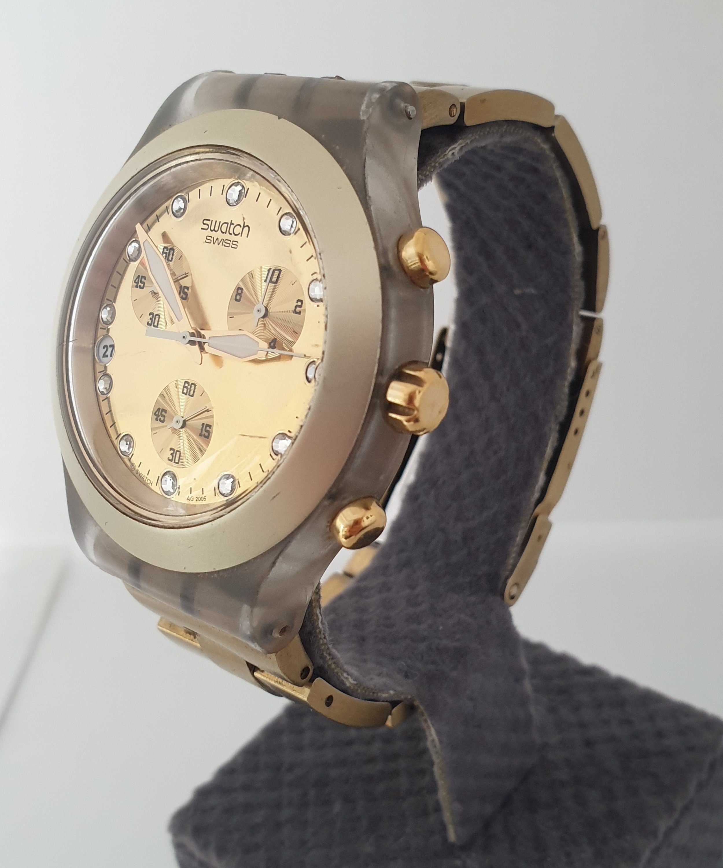 Swatch Irony Diaphane Chronograph Full Blooded Gold Dial Unisex Watch SVCK4032G Swatch SVCK4032G Irony Full Blooded Gold Chronograph Date  main image 2