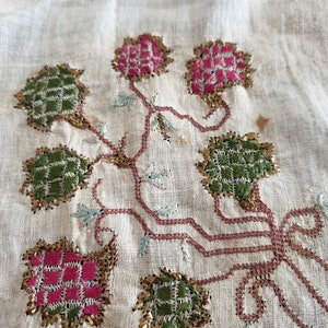 Rare Antique Handmade Ottoman Tablecloth With Floral Patterns Embroidered With Root Silk Threads and Gold Yarn Threads On ,20th century