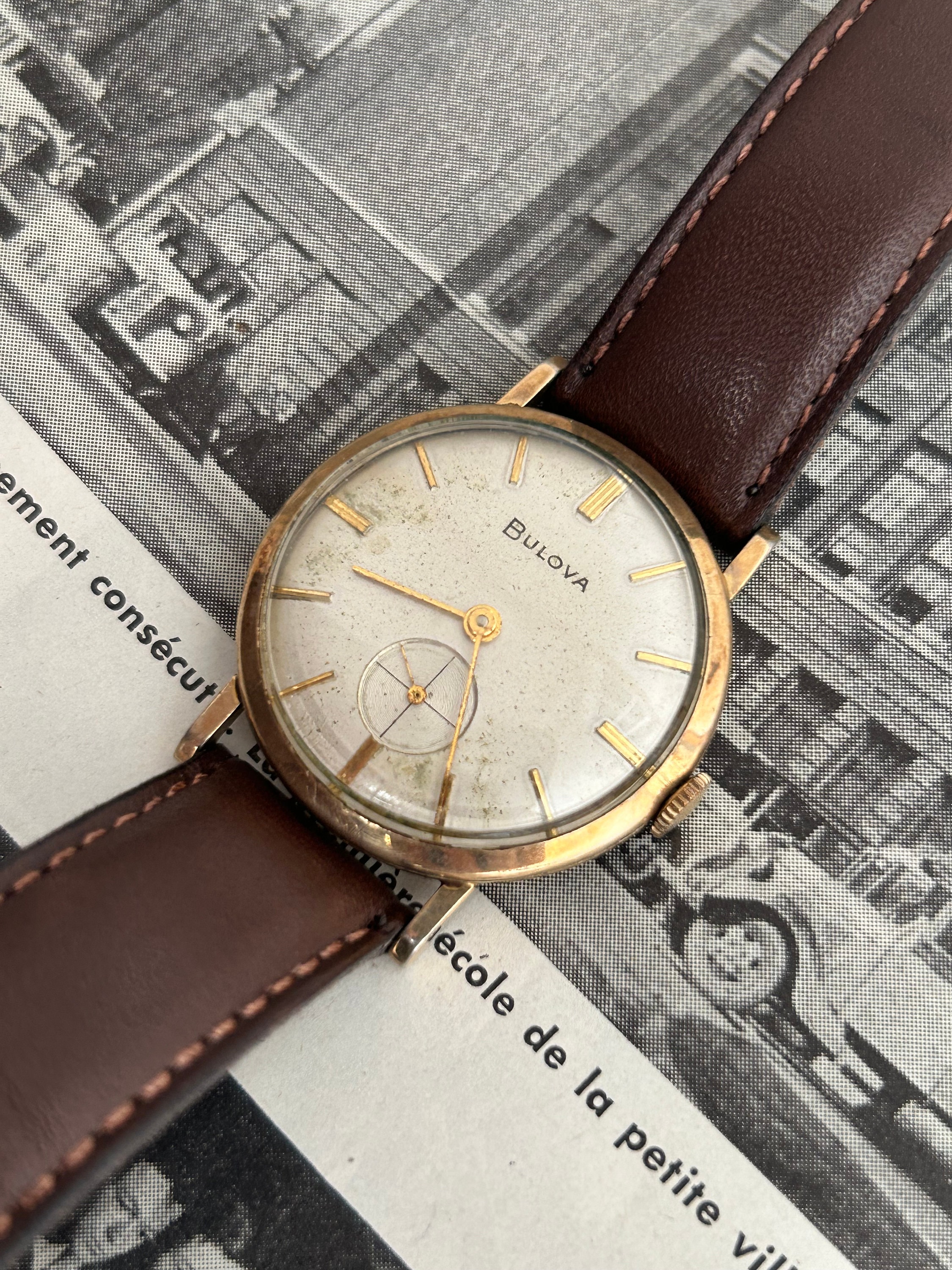 Vintage Bulova 10K Rolled Gold Filled Watch, 1940s Diamond 